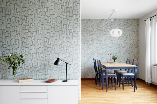Hammarbysjöstad vardagsrum wallpaper tapet grön vit fantasticfrank