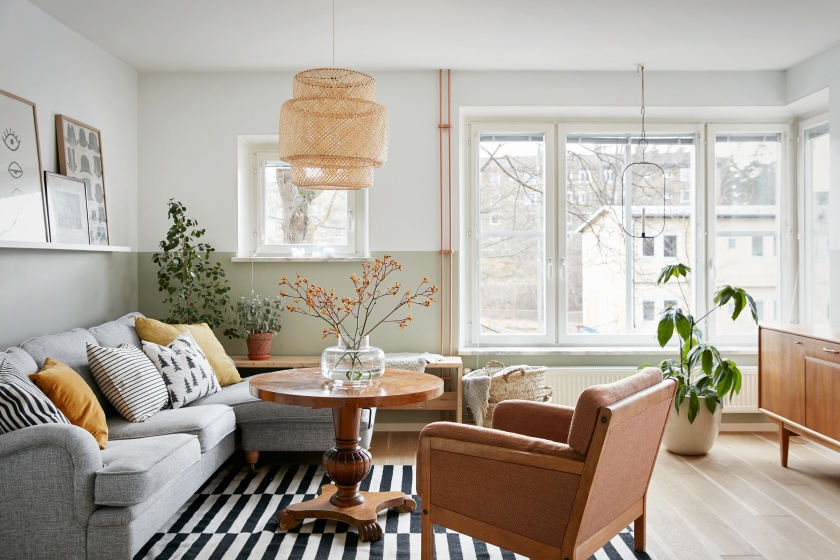 Ystadsvägen Mimmi Staaf Joakim johansson livingroom beige brown stripes fantastic frank